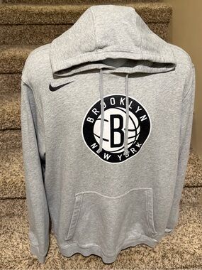 Nike NBA *Brooklyn Nets* gray athletic pullover men’s hoodie sweatshirt - XXL